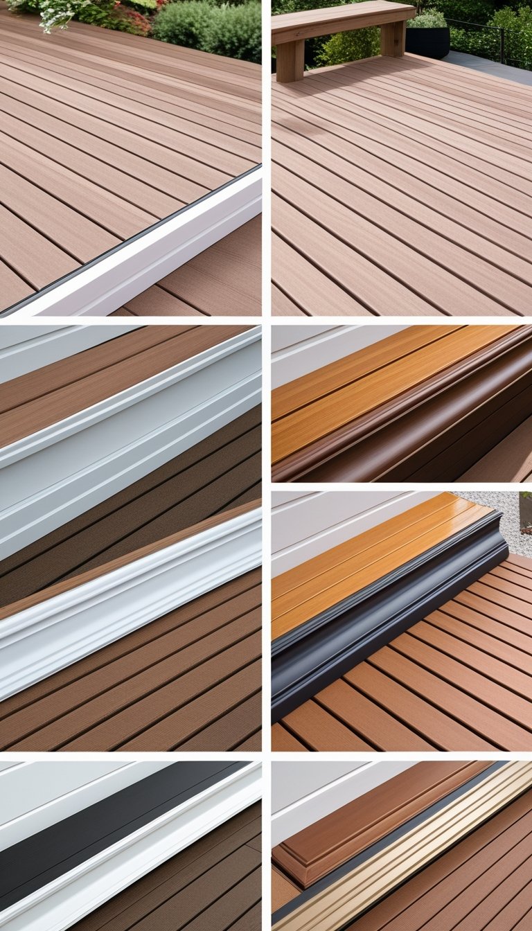 Outdoor wooden deck showing twelve different skirting board designs around its edges.